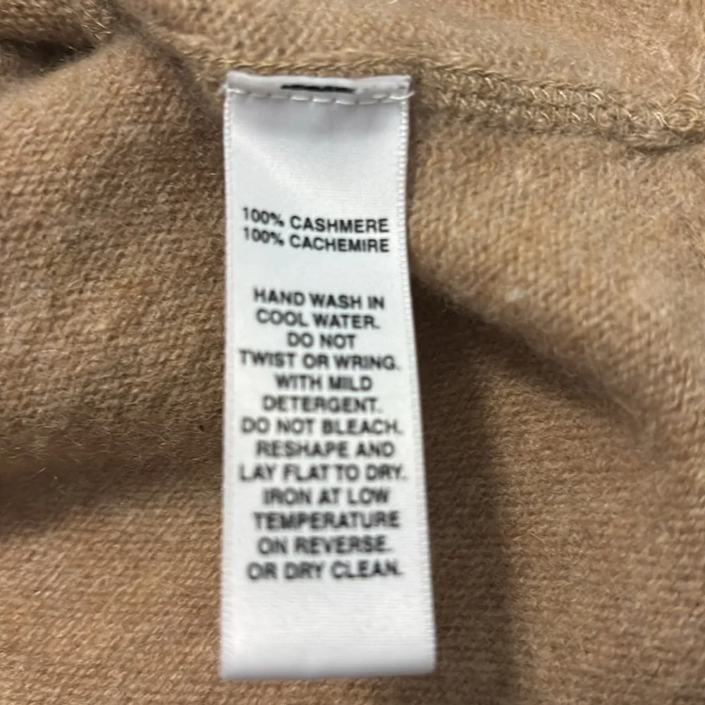 Saks Fifth Avenue Tan Cowl Neck 100% Cashmere sweater SZ small luxurious soft - Picture 4 of 13